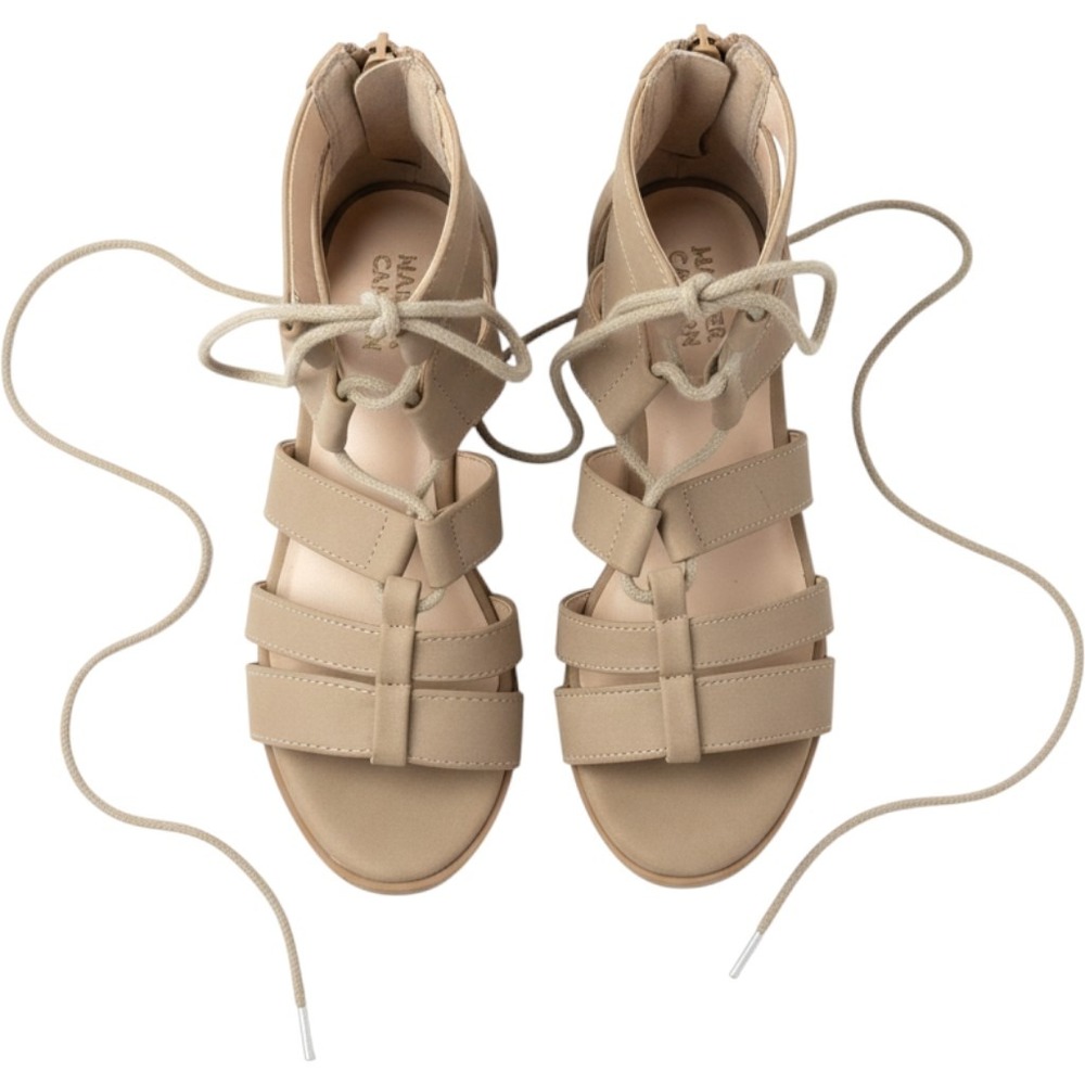 Harper Canyon Gladiator Sandals Kids Size 4 Beige Excellent Lace Up Block Heel